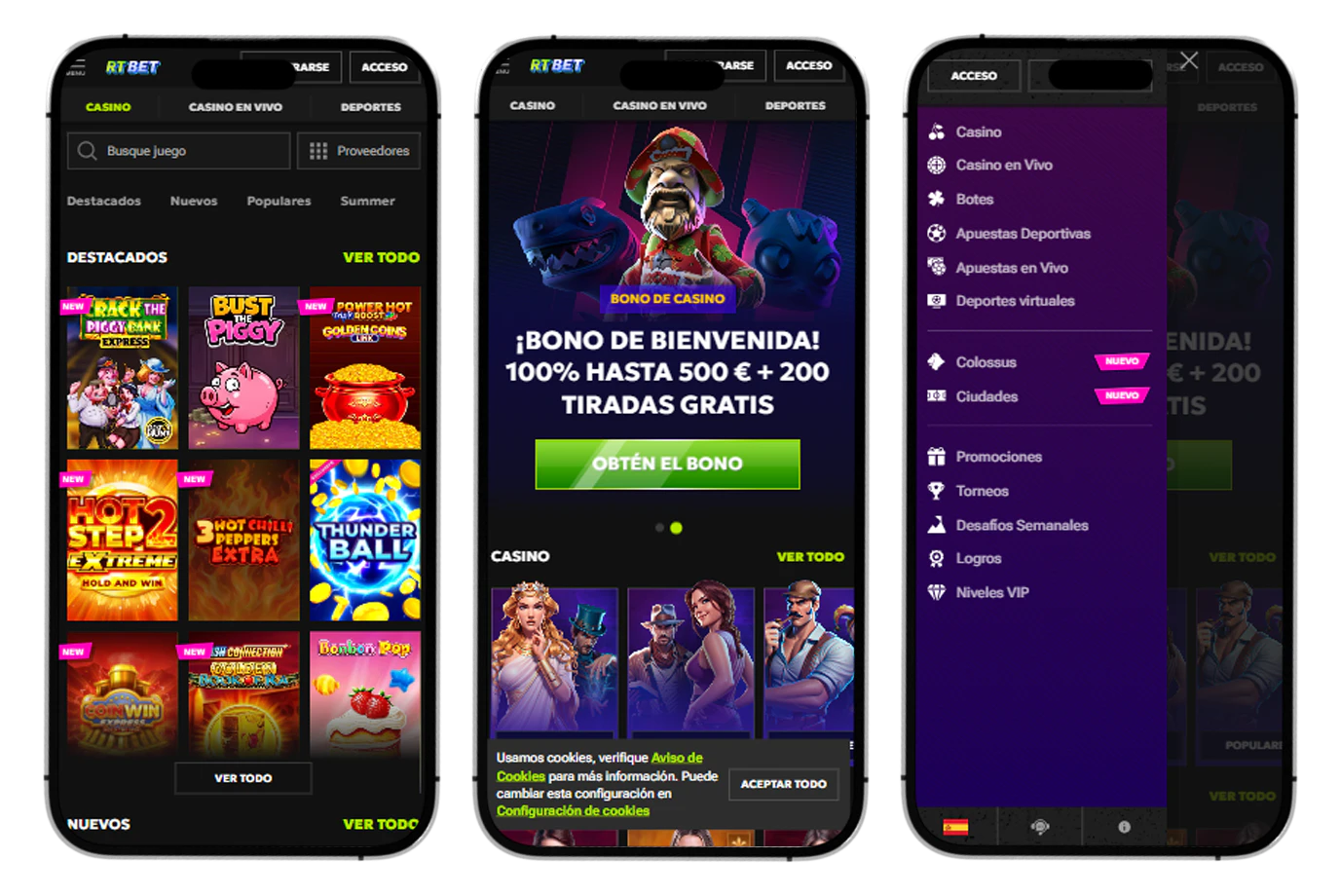 Acceso a RTBet Casino desde smartphones y otros dispositivos móviles